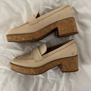 Beige Leather Heeled Loafers - Lucky Brand